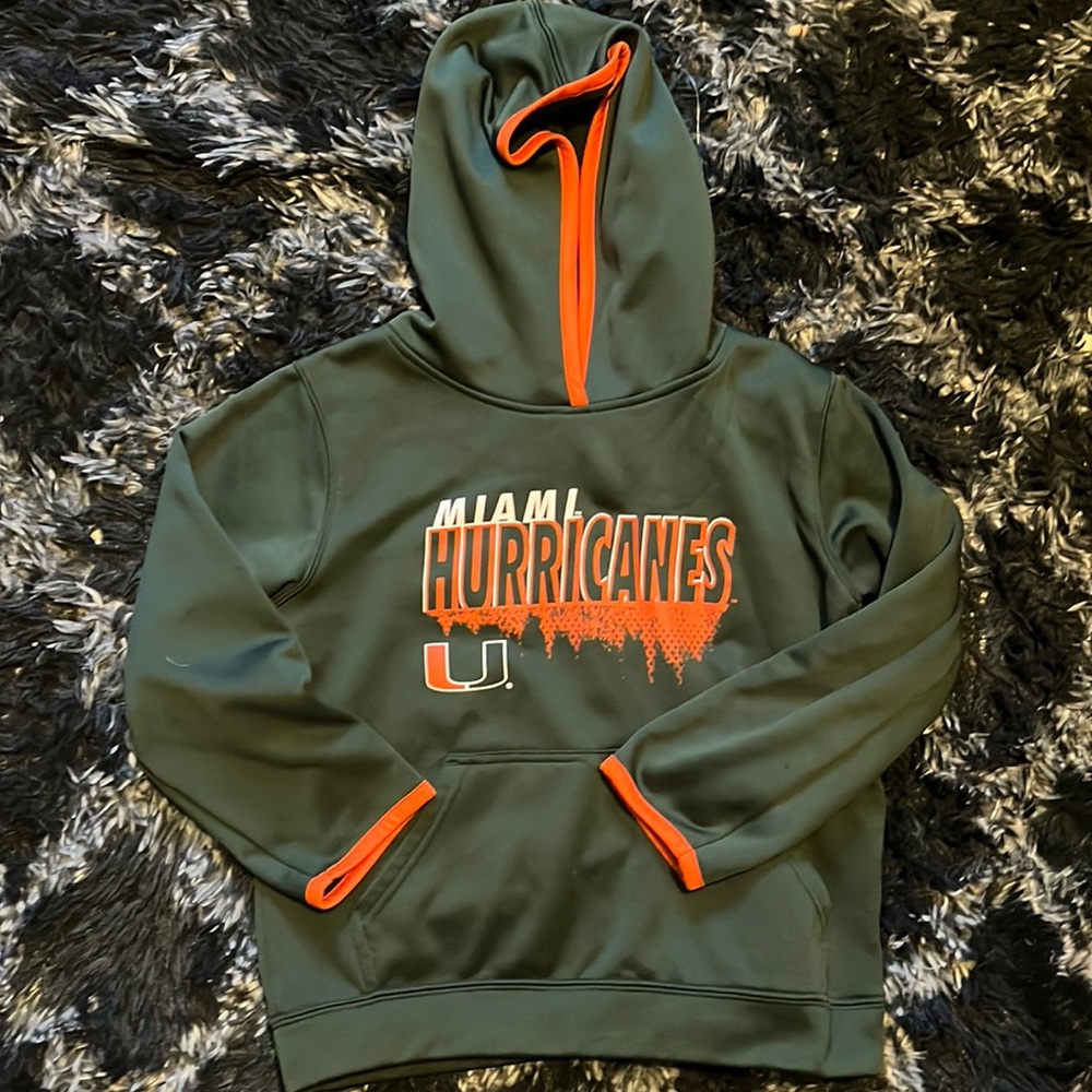 Kids Miami Hurricanes size M 8/10 green & orange sweatshirt